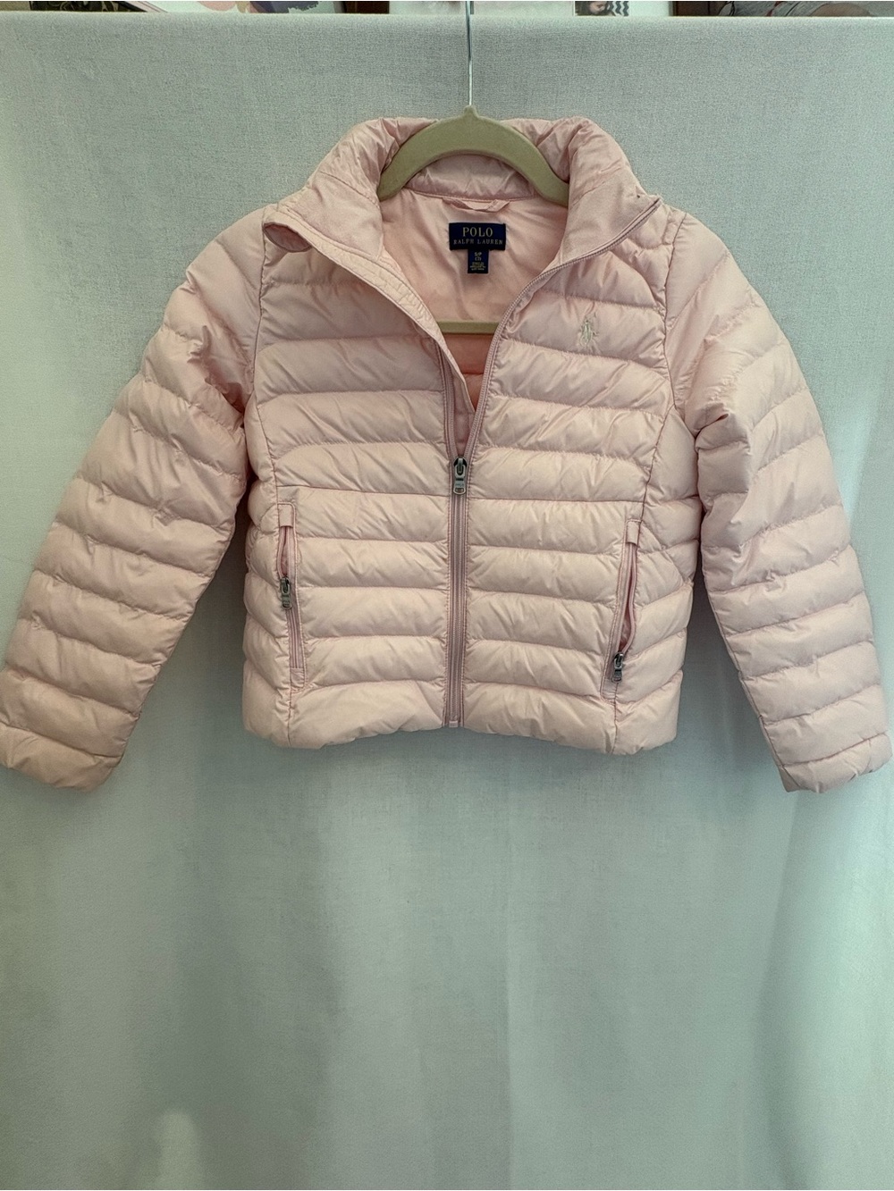 Polo by Ralph Lauren Girls Pale Pink Quilted Puffer Jacket size S 7